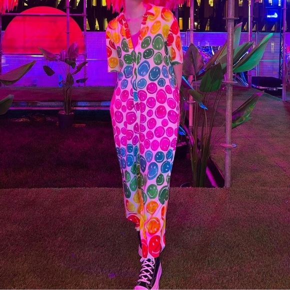 Farm Rio Smiley Collab Rainbow Jumpsuit - Picture 7 of 7